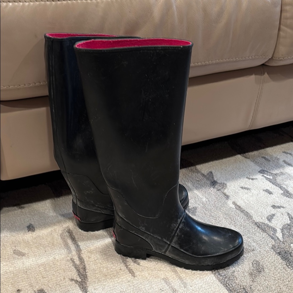 Ralph Lauren Black Winter Rain Boots with Glossy Finish